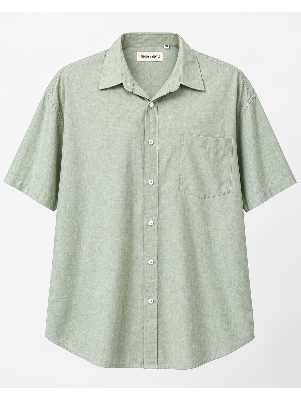 Alimens & Gentle Men’s 4XL Mint Green Short Sleeve Button Down Beach Shirt